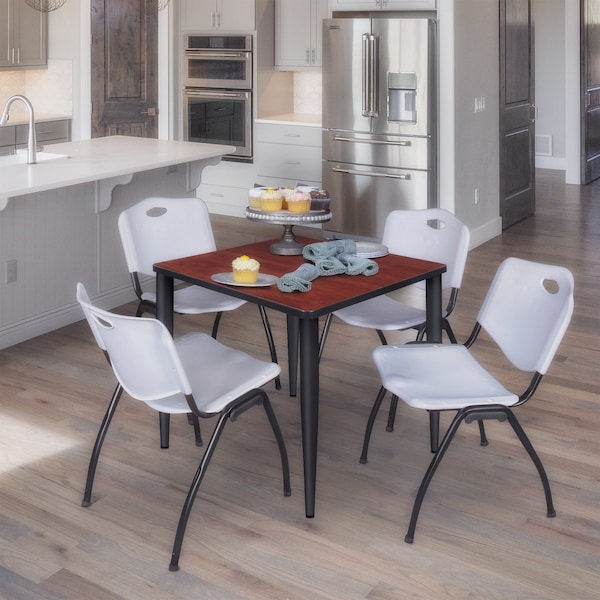 Regency Kahlo Square Table & Chair Sets, 30 W, 30 L, 29 H, Wood, Metal, Plastic Top, Cherry TPL3030CHBK47GY - main